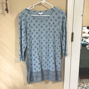 J Jill Medium Tall 3/4 sl fits size M as low hip blue